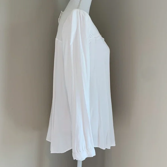 LOFT | Eyelet Cutout Back Blouse Top | White | X-Large - Picture 4 of 8